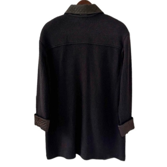 St. John Black Mid Length Boucle Knit Coat Size Small - Picture 7 of 9